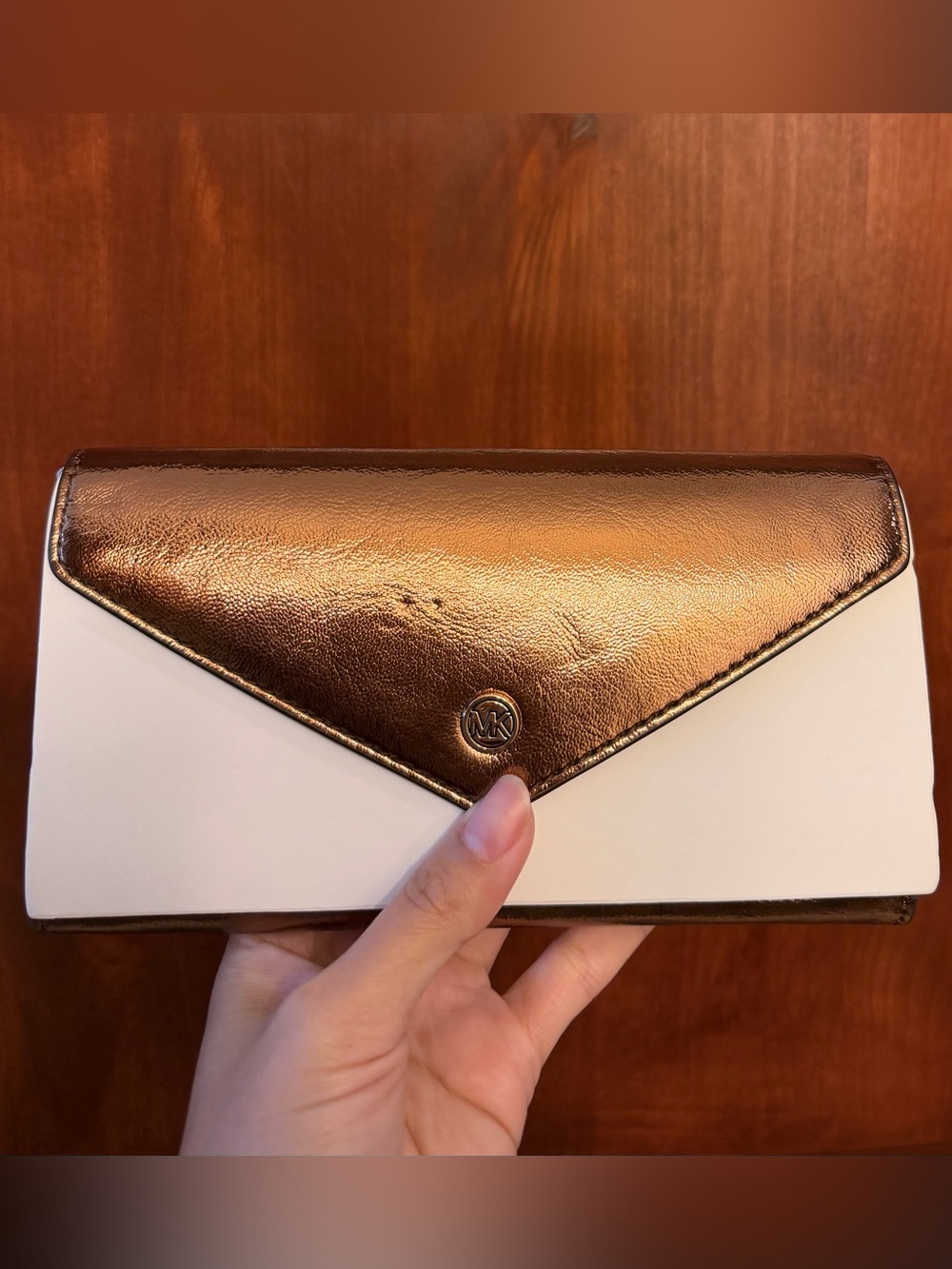 NWT Michael Kors Metallic Bronze Envelope Wallet - Picture 2 of 7